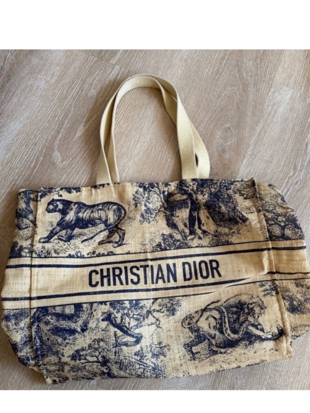Dior Dioriviera Beige and Navy Beach Tote Bag